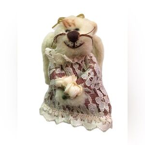 Lace Dress Plush Bunny with Flowers